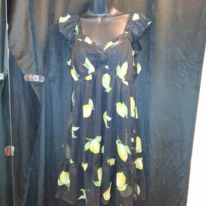 Mimi Chica Black Dress with Lemon Print